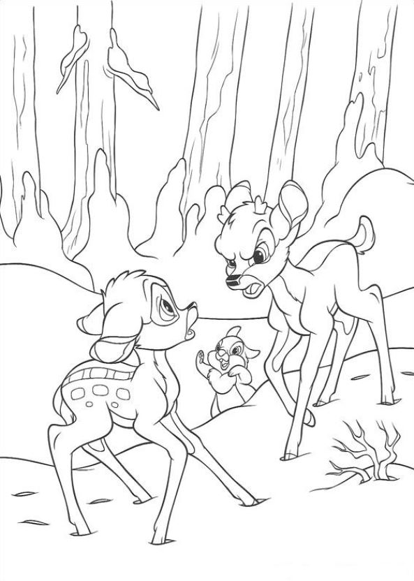 Print Bambi en Ronno kleurplaat
